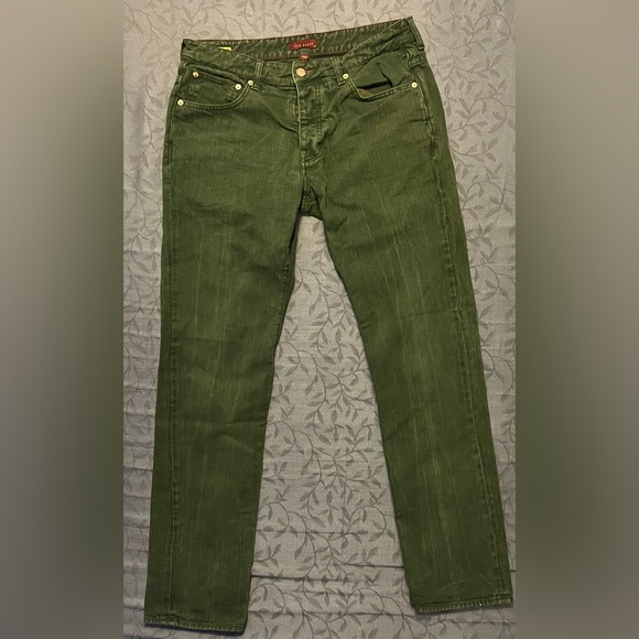 Ted Baker Jeans Tinned Sardines Green Button Fly Size 32R - Picture 1 of 11